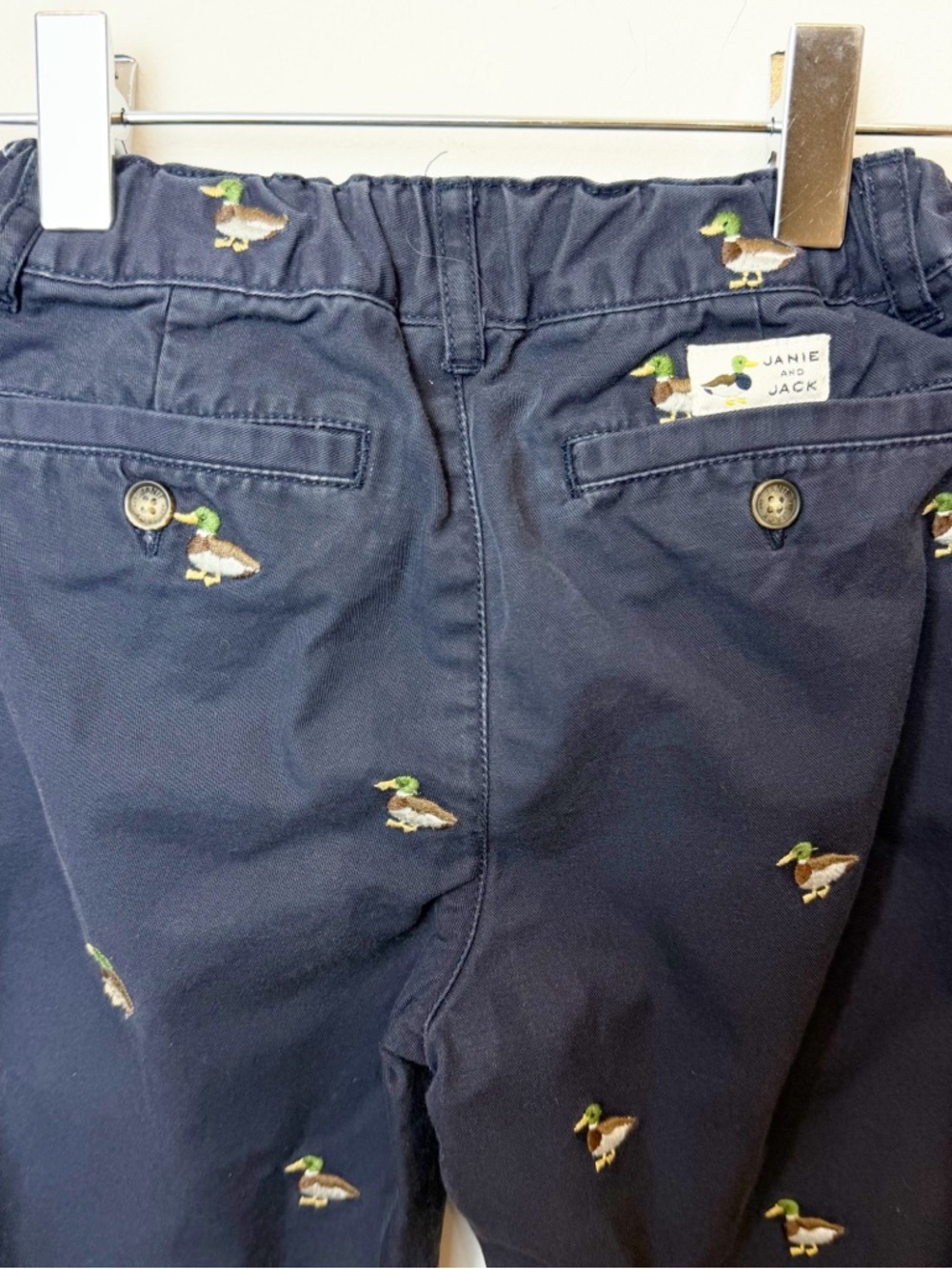Janie and Jack | Boys Navy Mallard Duck Embroidered Chino Pants - Picture 2 of 7